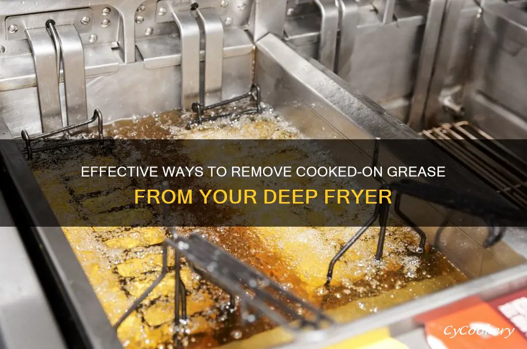how to remove cooked on grease from deep fryer