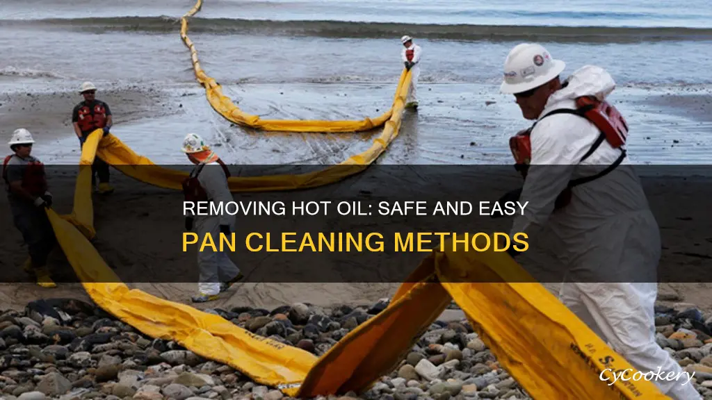 how to remove hot oil from pan