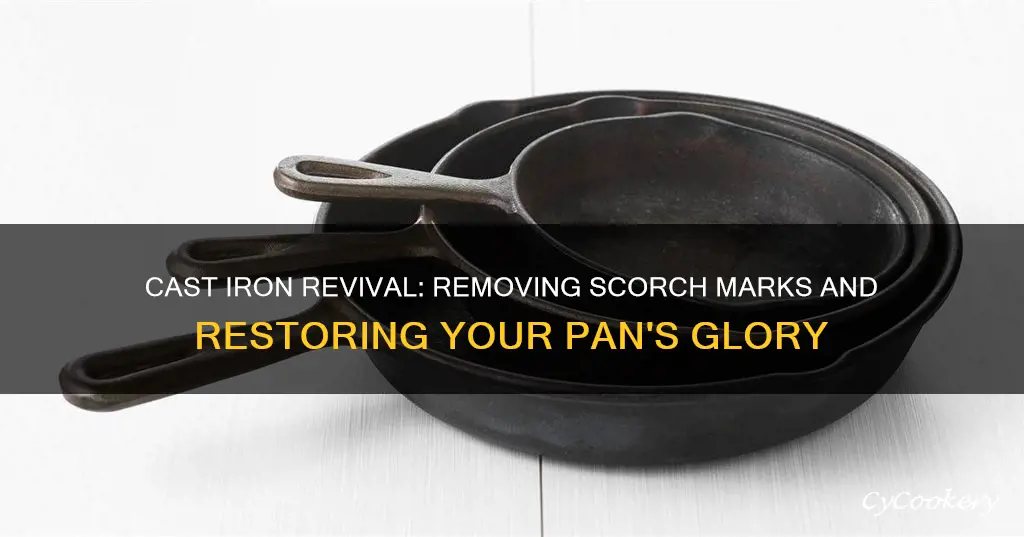 how to remove scortch marks on a cast iron pan