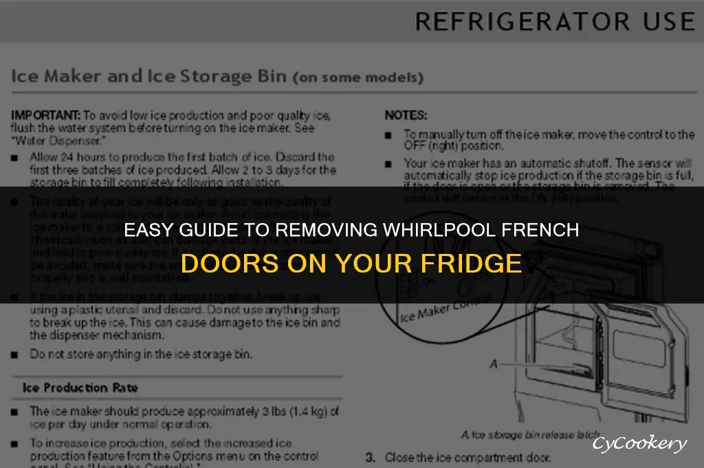 how to remove whirlpool french doors on a refrigerator