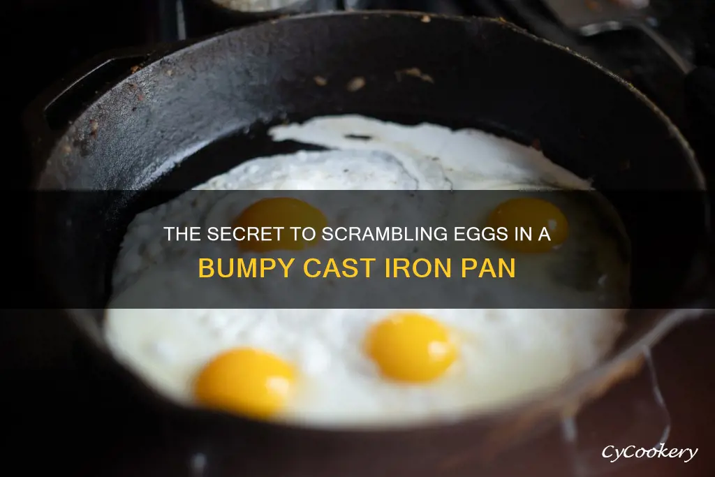 how to scramble eggs in a bumpy cast iron pan