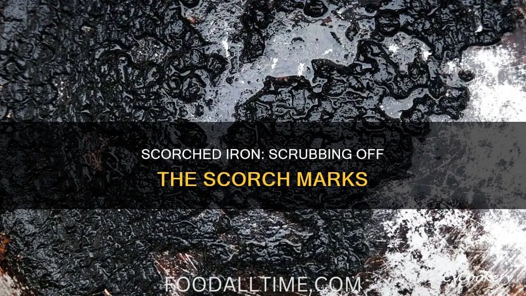 how to scrub off scorched iron pan