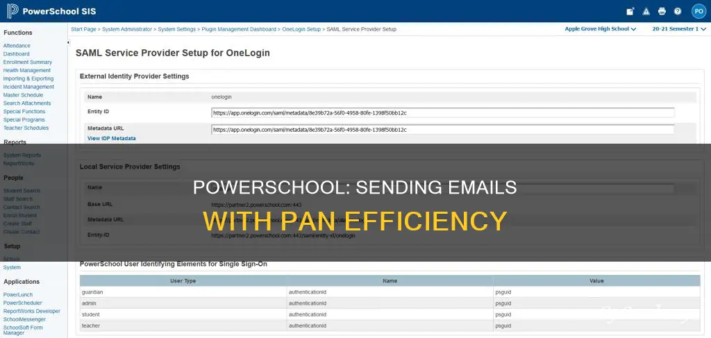 how to send to pan email through powerschool