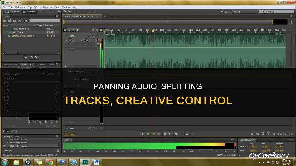 how to split an audio track based on panning