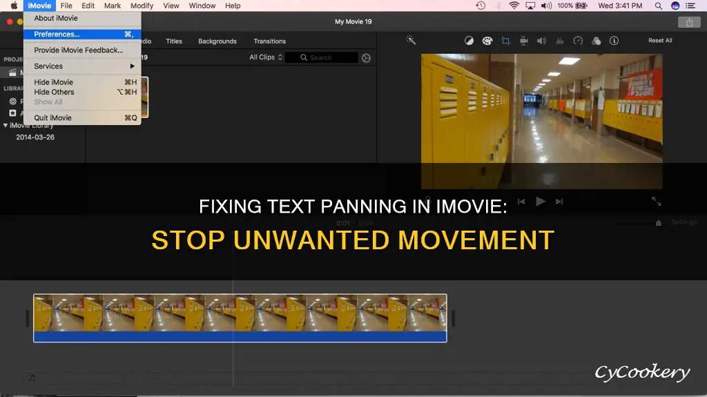 how to stop the text from panning imovie