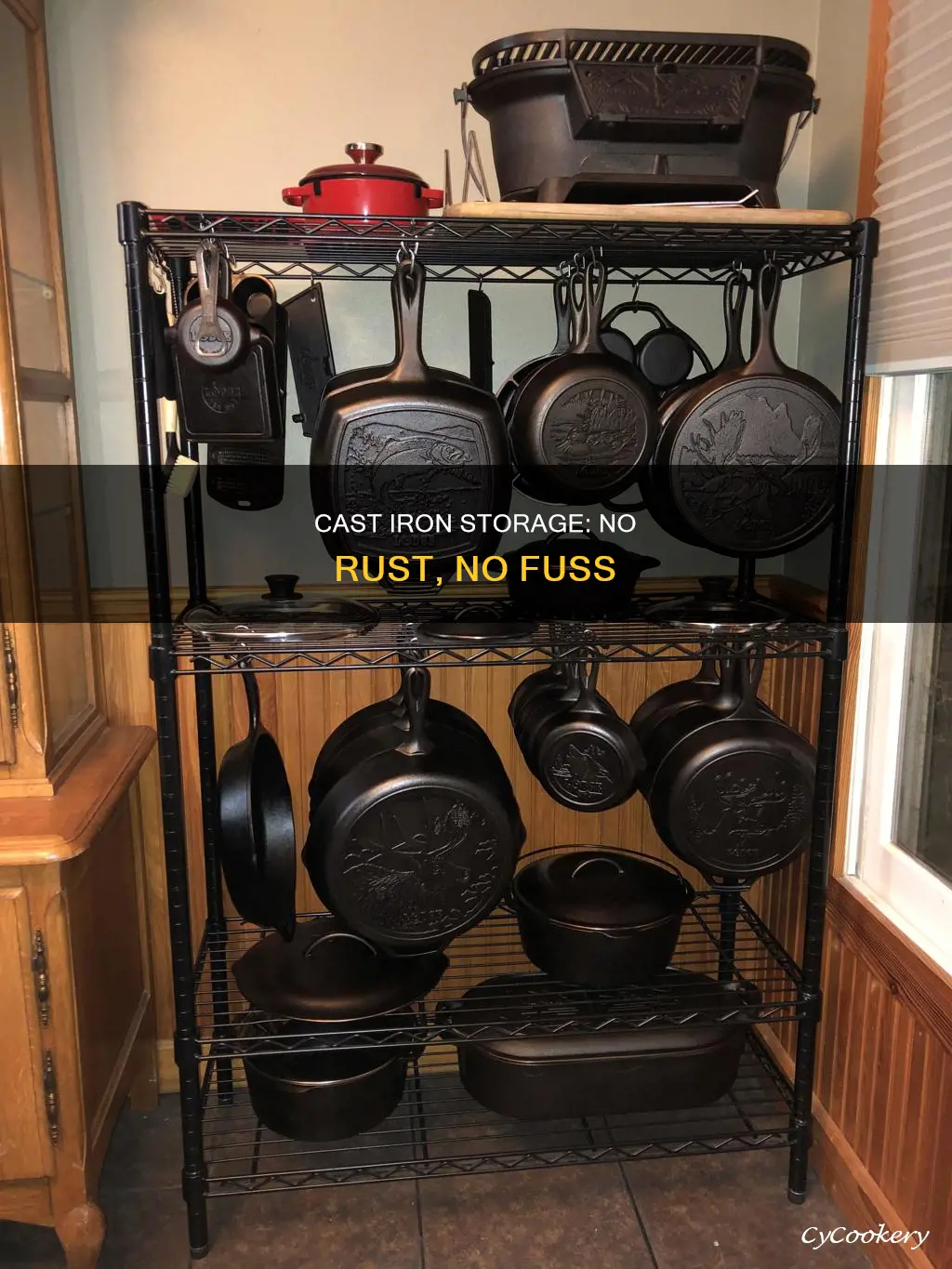 how to store cast iron pots and pans