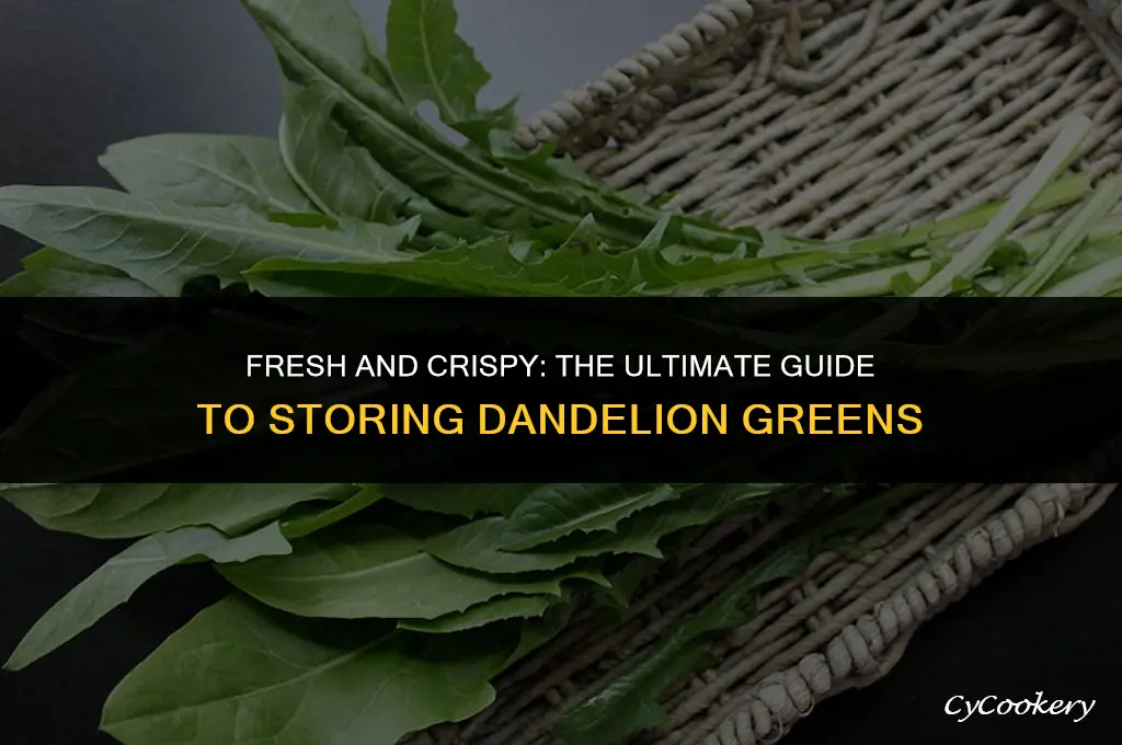 how to store dandelion greens in the refrigerator