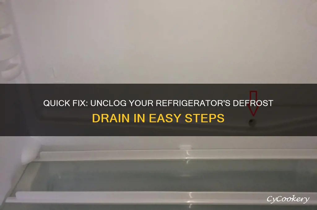 how to unclog defrost drain on refrigerator