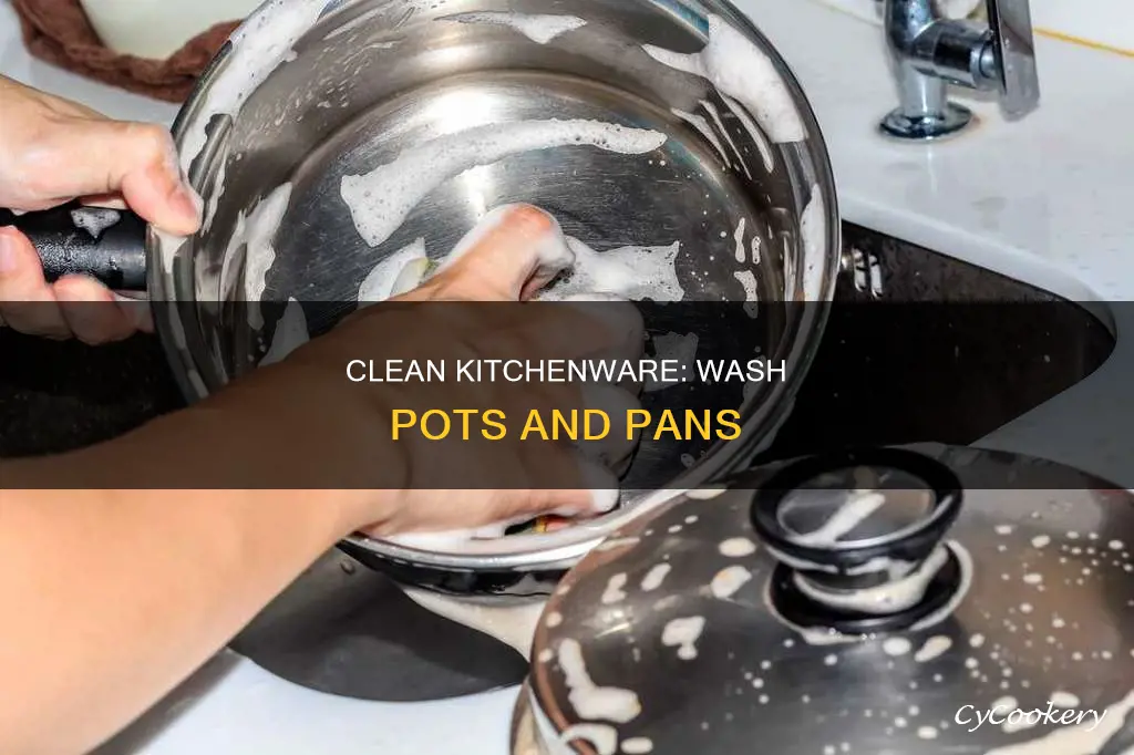 how to wash pots and pans sign