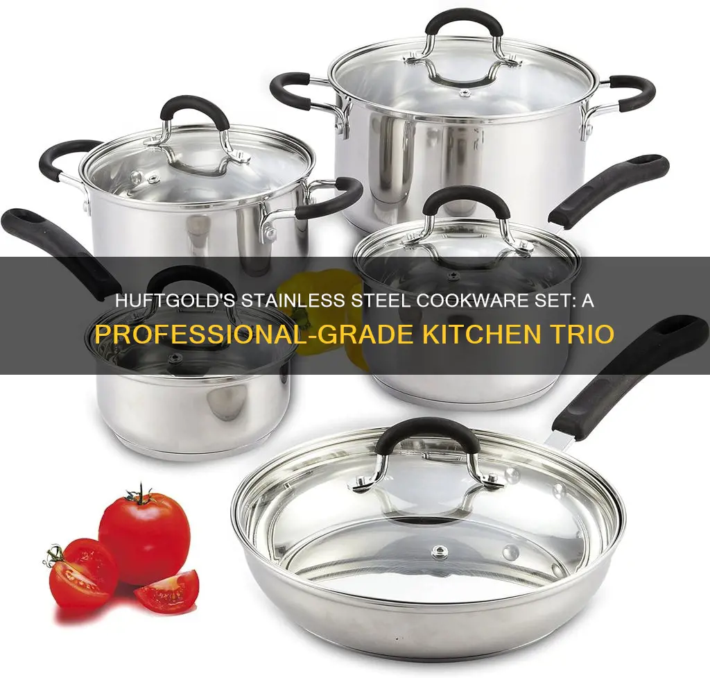 huftgold stainless steel cookware set 7-piece tri-ply professional cookwares