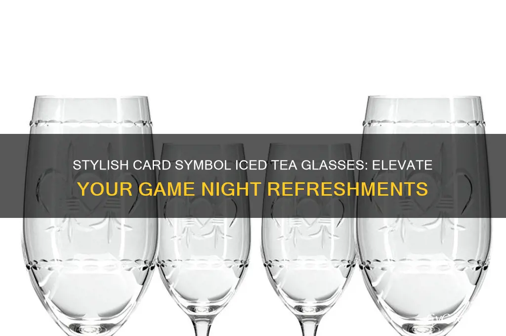ice tea glasses with card symbols