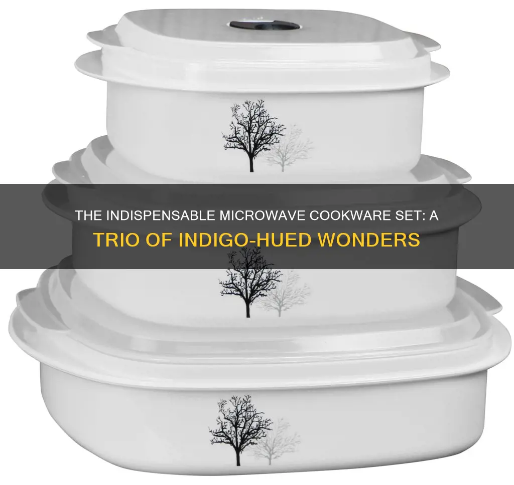 indigo three-piece microwave cookware set