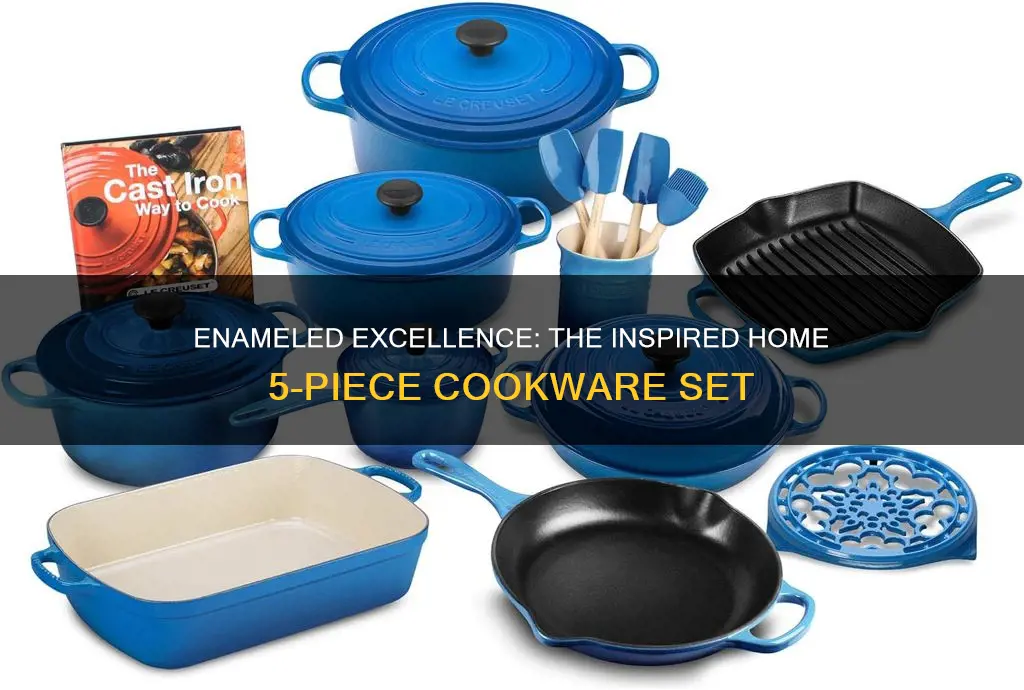 inspired home 5-piece enameled cast iron cookware set