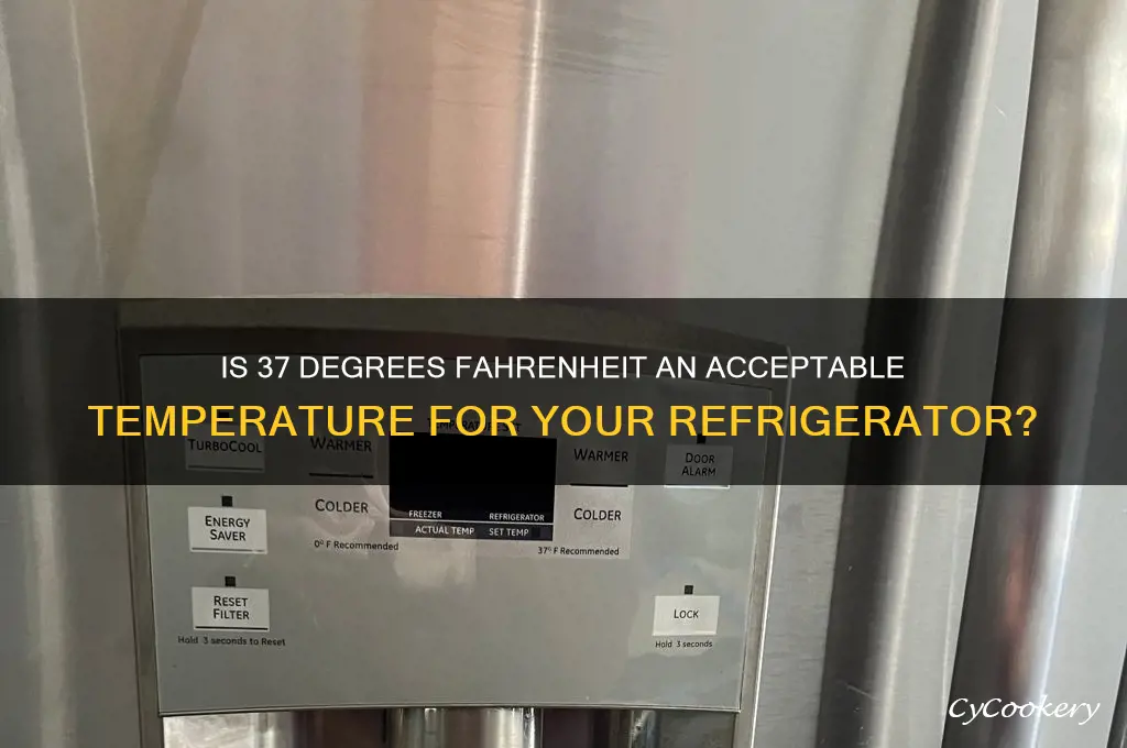 is 37 degrees ok for a refrigerator