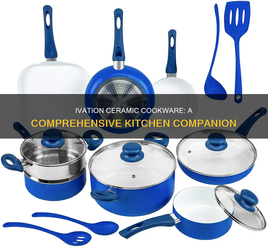 ivation ceramic cookware 16-piece nonstick cookware set with induction base