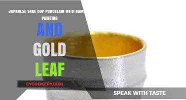 Elegant Japanese Sake Cup: Bamboo Art & Gold Leaf Porcelain