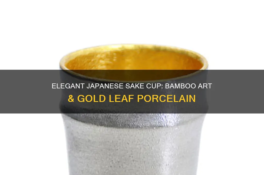 japanese sake cup porcelain with bamboo painting and gold leaf
