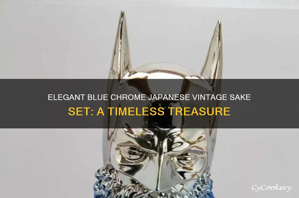 japanese vintage sake set blue chrome