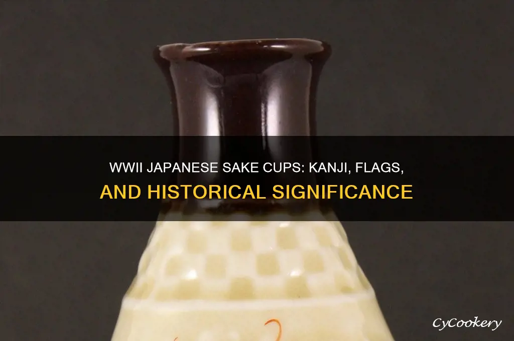 japanese ww2 sake cups kanji flag