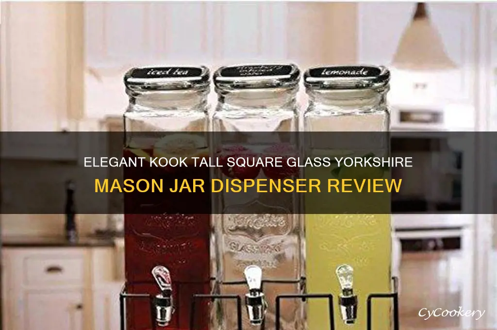 kook tall square glass yorkshire mason jar drink dispenser