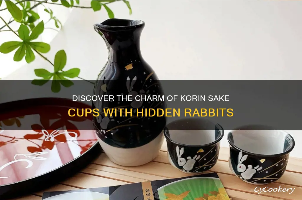 korin sake cup with a rabbit inside