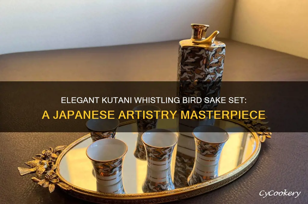 kutani whistling bird sake set