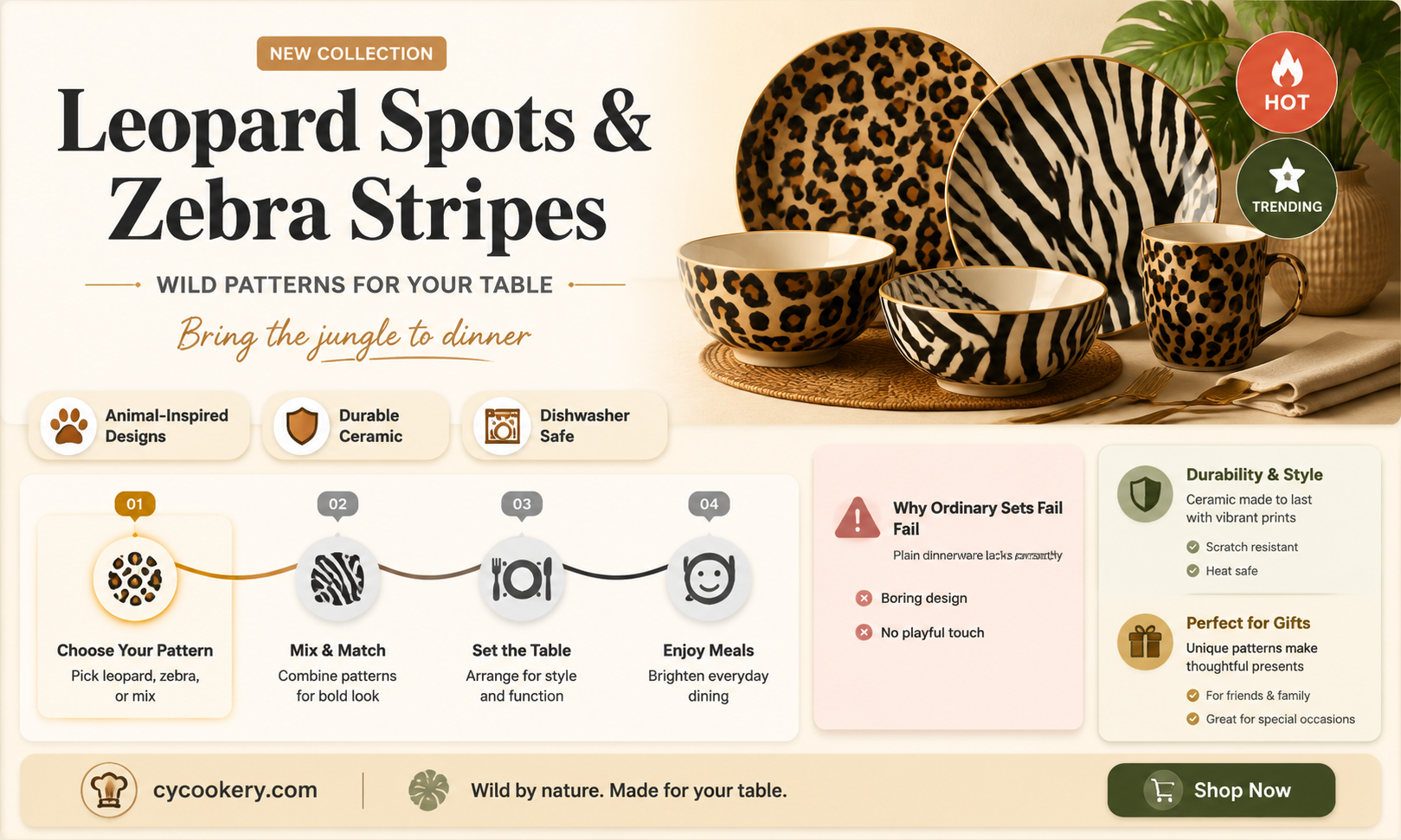 animal print dinnerware sets