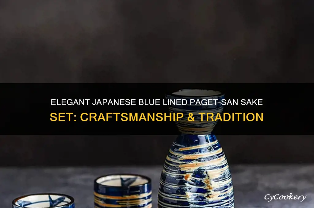 made in japan blue lined paget-san sake set
