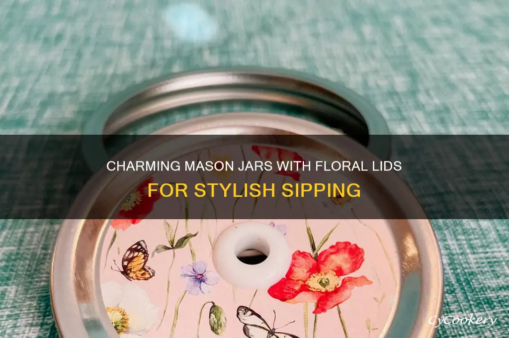 mason drinking jars with flower lids