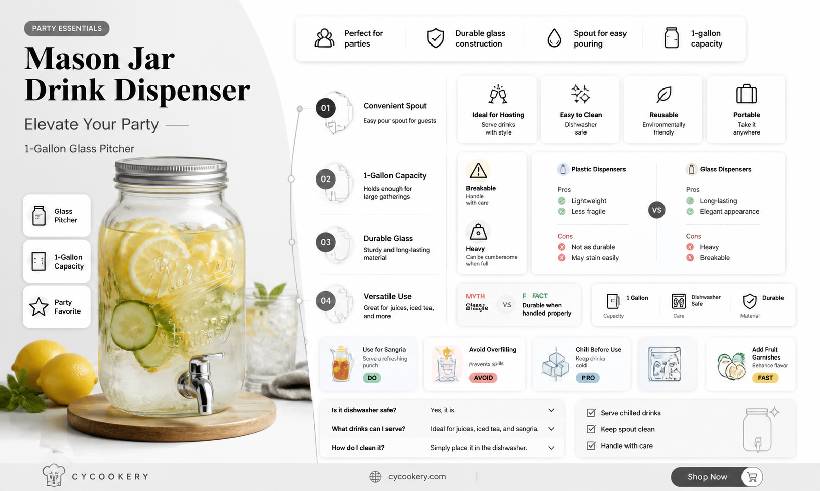 1 gallon mason jar drink dispenser