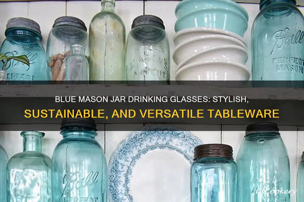 mason jar drinking glasses blue