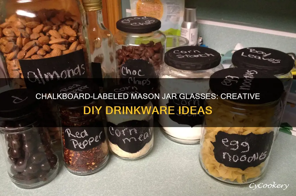 mason jar drinking glasses with chalkboard labels