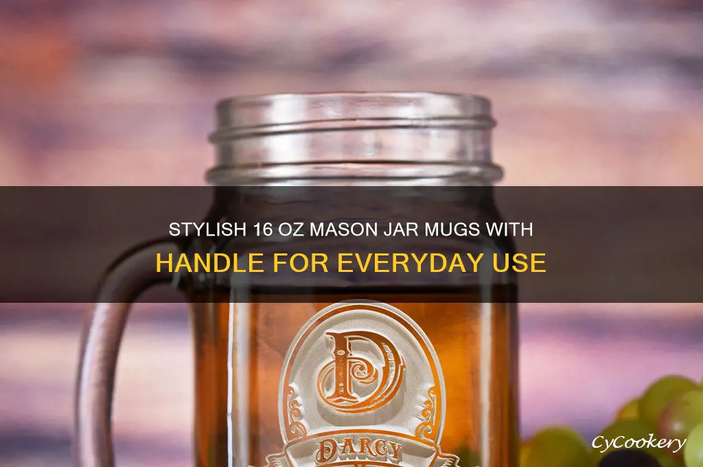 mason jar drinking mugs handle 16 oz
