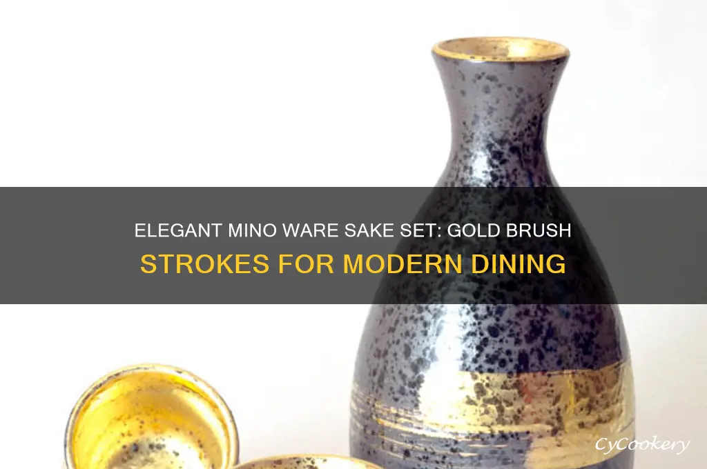 mino ware sake set gold brush strokes
