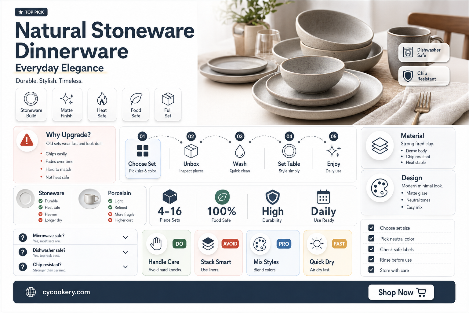 16 piece stoneware dinnerware set natural
