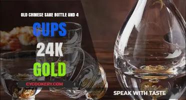 Elegant 24K Gold Chinese Sake Set: Bottle & Four Cups