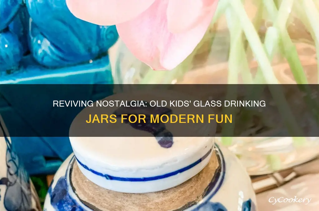 old kids glass drinking jars