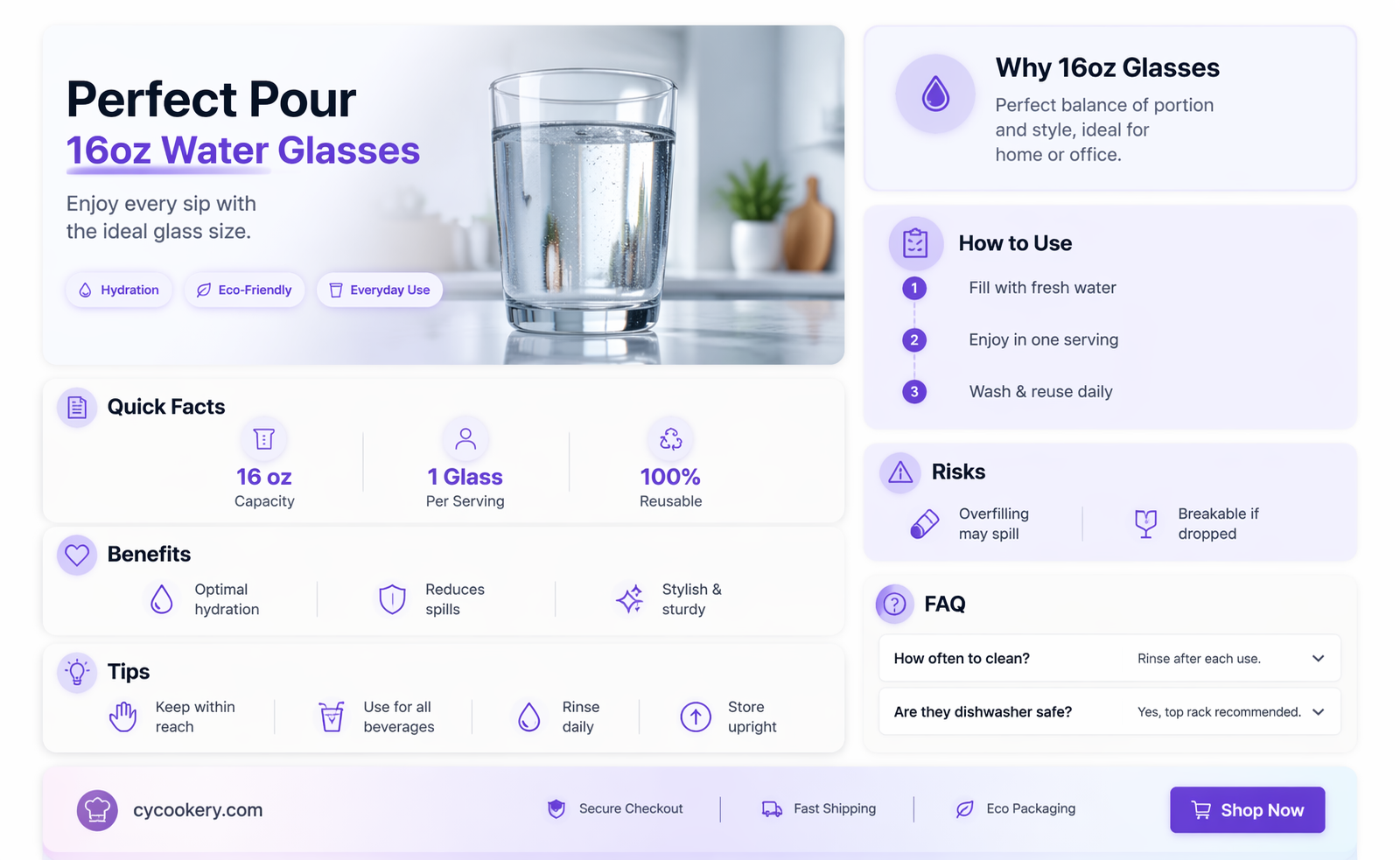16 ounce water glasses