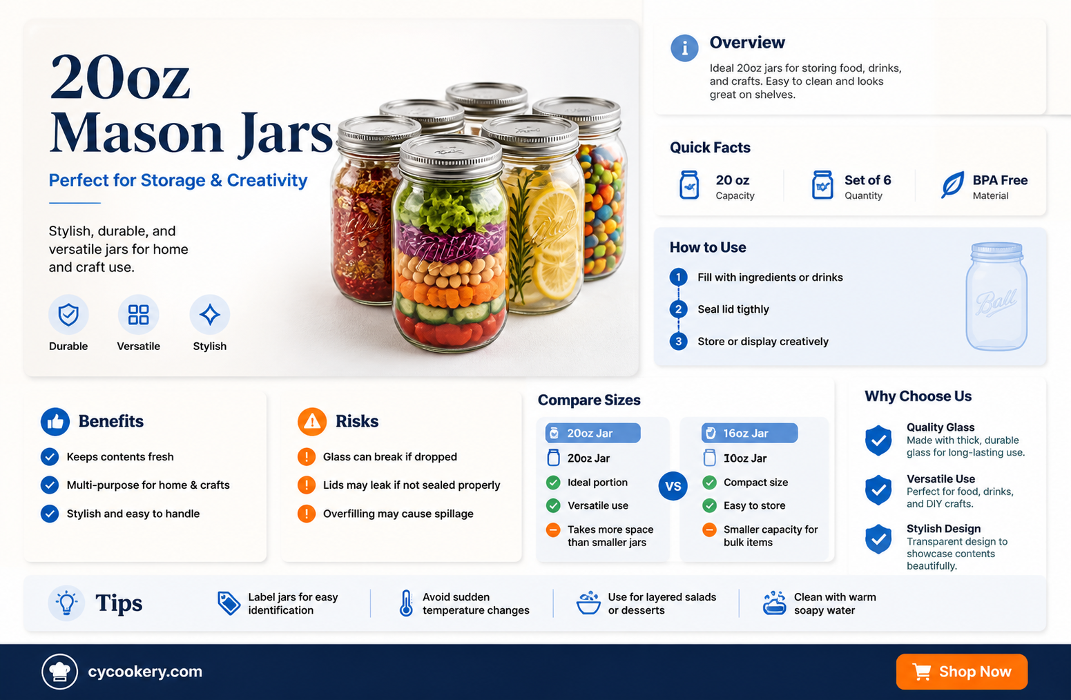 20 ounce mason jars