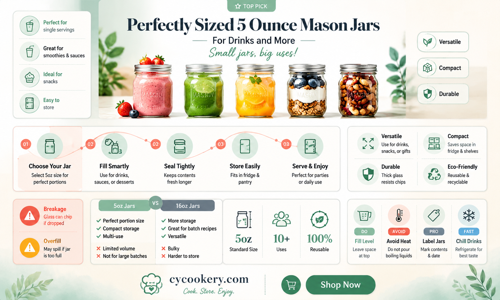 5 ounce drinking mason jars