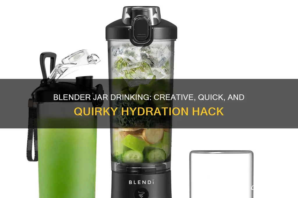 person drinking from blender jar