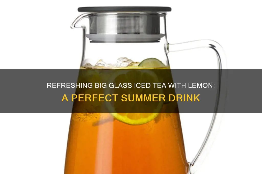 picture of a big glass ice tea with lemon