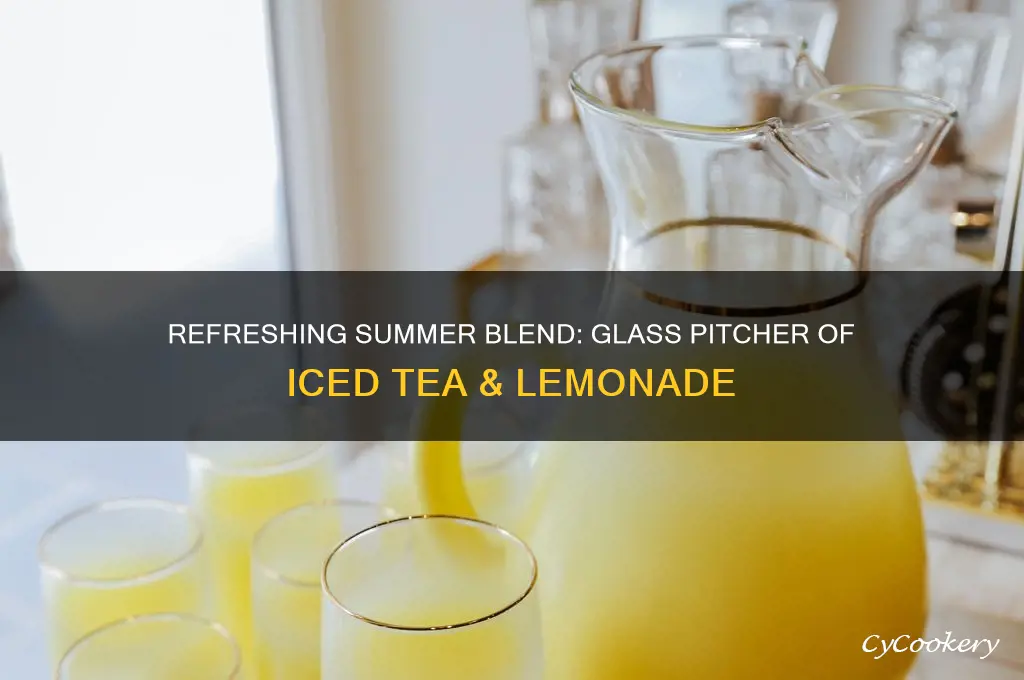picture of glass pitcher of ice tea and lemonade