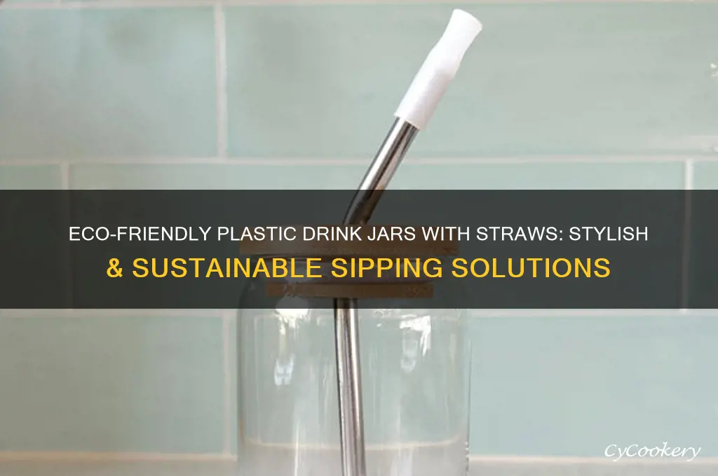 plastic drink jar with straw