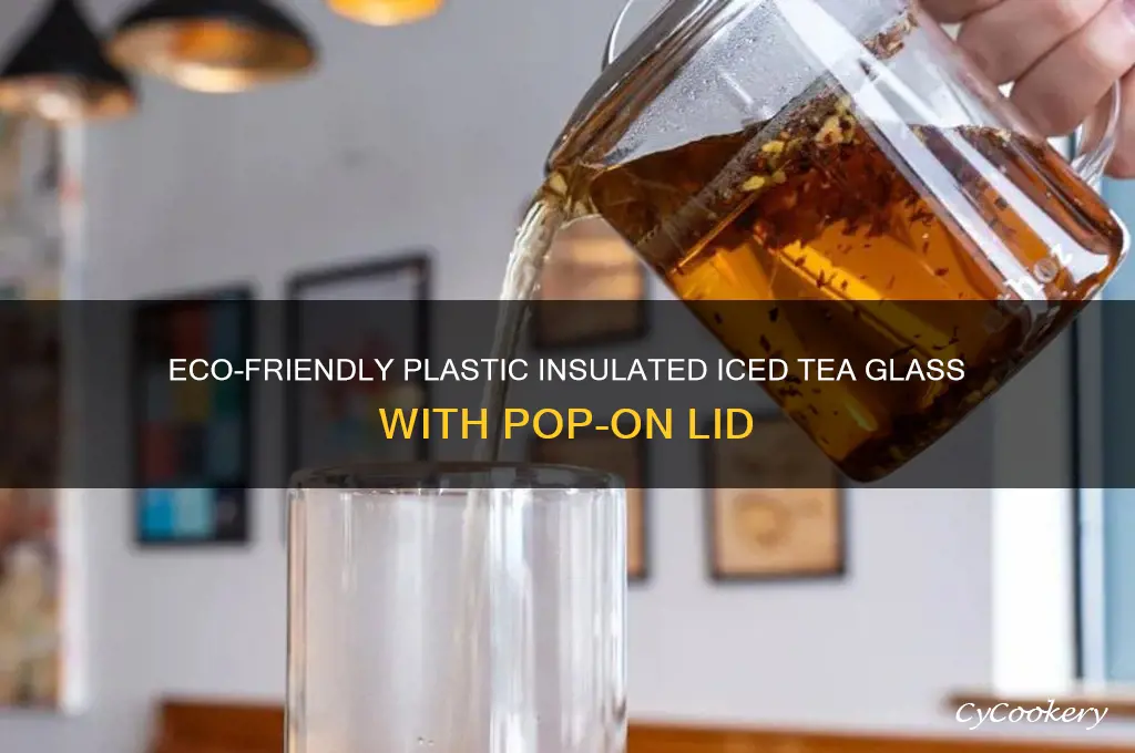 plastic insulated iced tea glass with pop on top