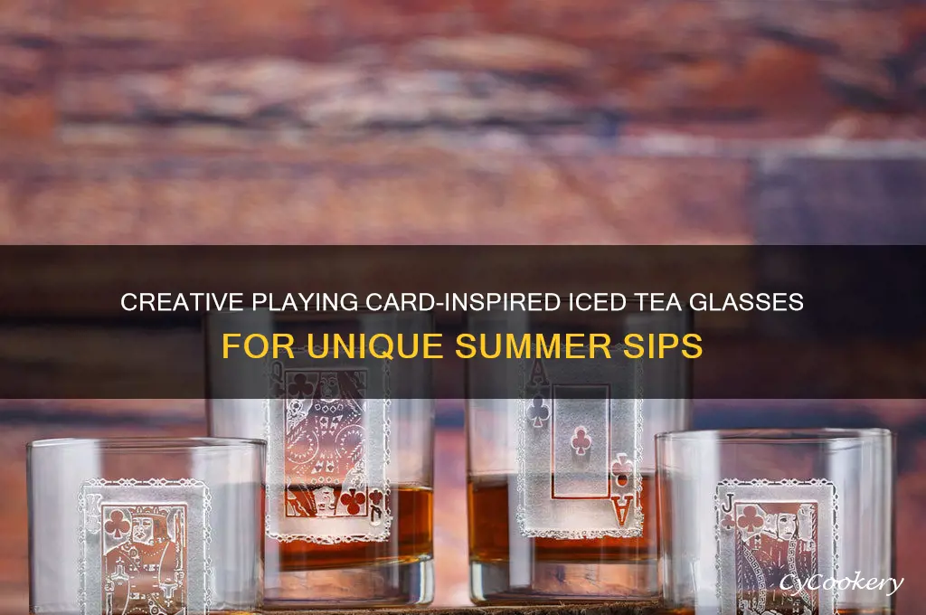 playing card design ice tea glasses