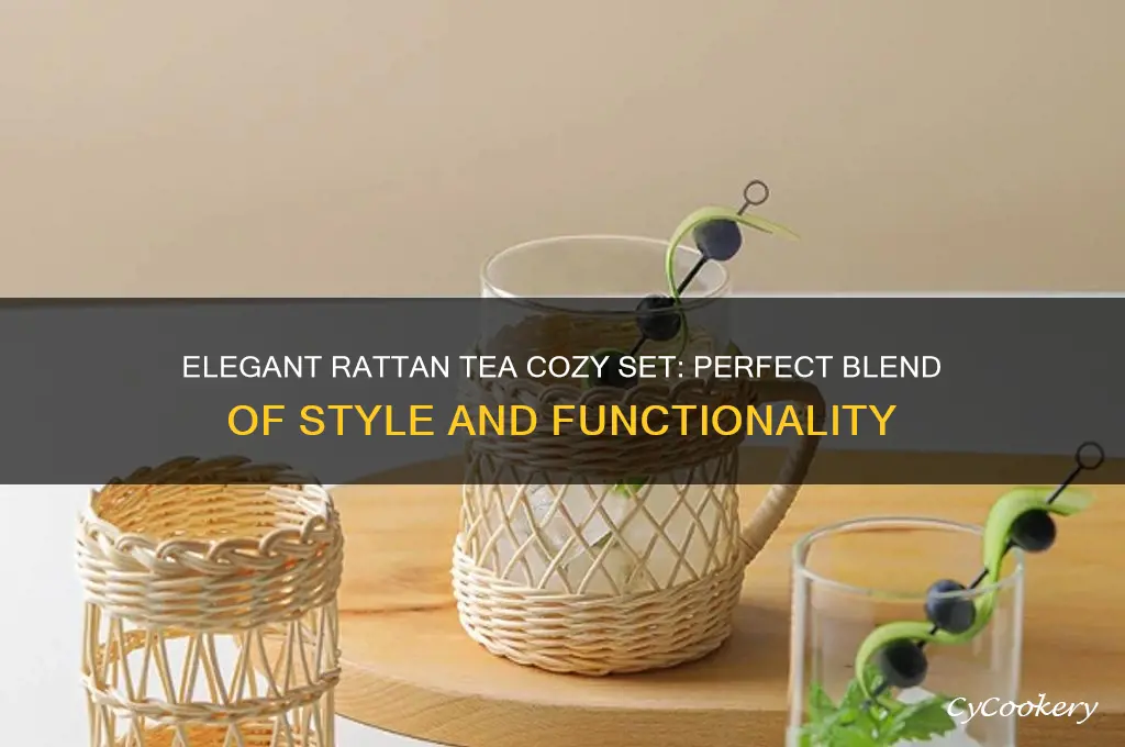 rattan tea cozy set