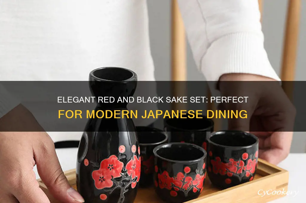 red and black sake set
