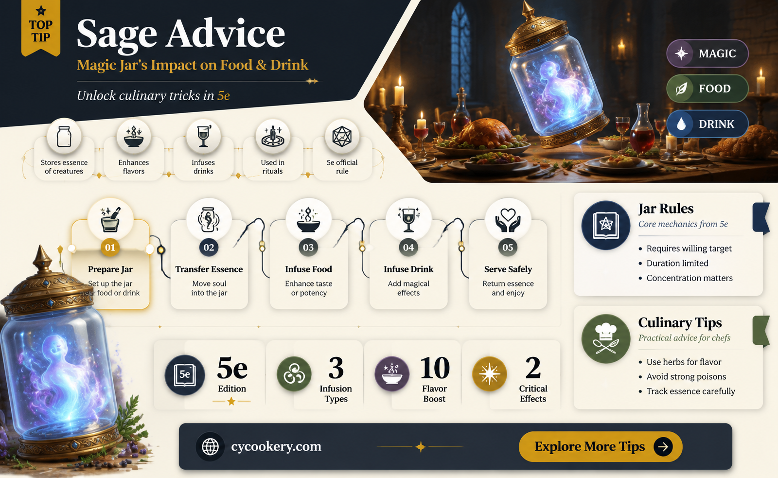 5e sage advice magic jar and food drink