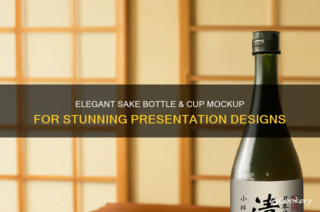 sake bottle and cup mockup